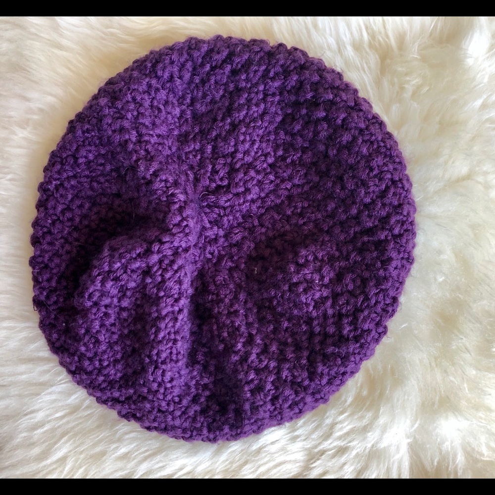 Purple knitted beanie